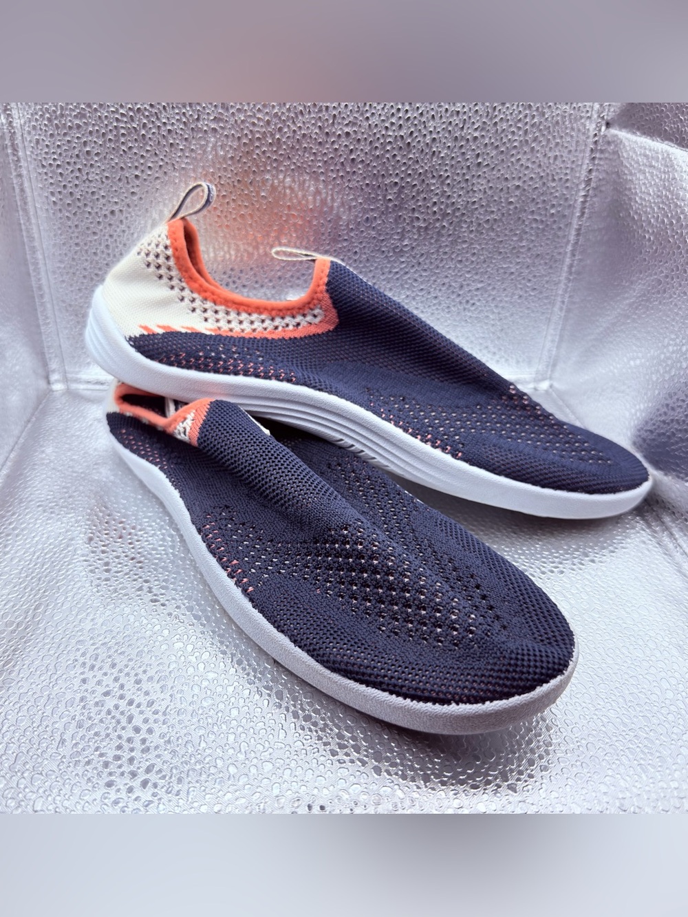 Speedo Navy and Coral Knit Slip-On Water Sneaker L